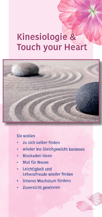 Flyer Sonntag, Kinesiologie & Touch xour Heart Behandlung